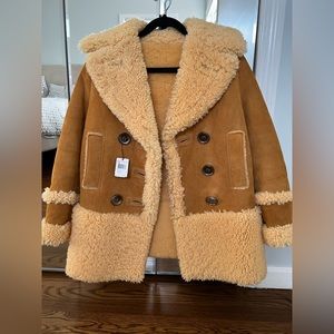 Coach shearling coat XXS in Honey with Tag